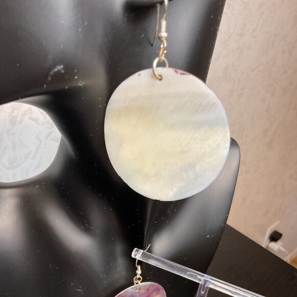 Round Dangle Abalone Ear Wire Hook Earrings - Picture 6 of 6